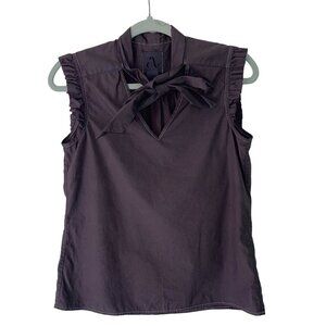 Amy Kuschel Womens Sleeveless Top Size Extra Small Plum Ruffle Trim Tie Front